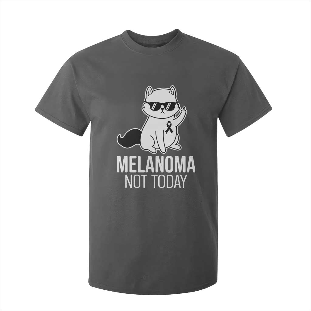 Melanoma Fighter Cat T Shirt For Kid Not Today Skin Cancer Awareness TS12 Dark Heather Print Your Wear