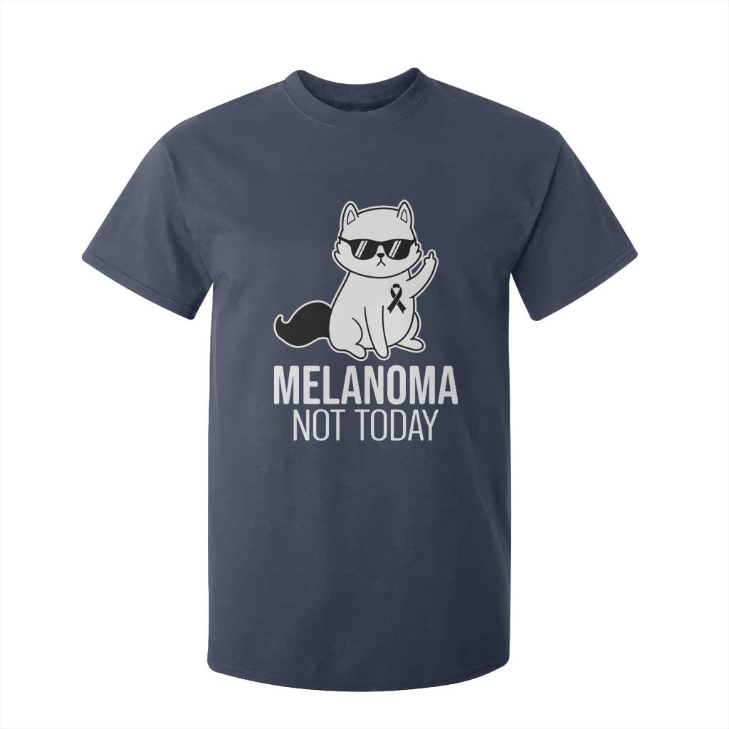 Melanoma Fighter Cat T Shirt For Kid Not Today Skin Cancer Awareness TS12 Navy Print Your Wear