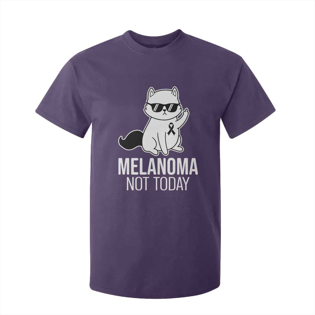 Melanoma Fighter Cat T Shirt For Kid Not Today Skin Cancer Awareness TS12 Purple Print Your Wear