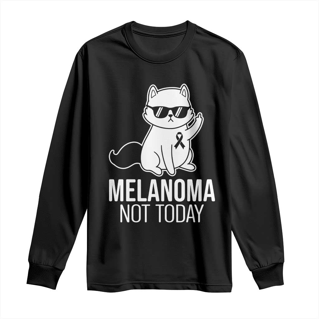 Melanoma Fighter Cat Long Sleeve Shirt Not Today Skin Cancer Awareness TS12 Black Print Your Wear