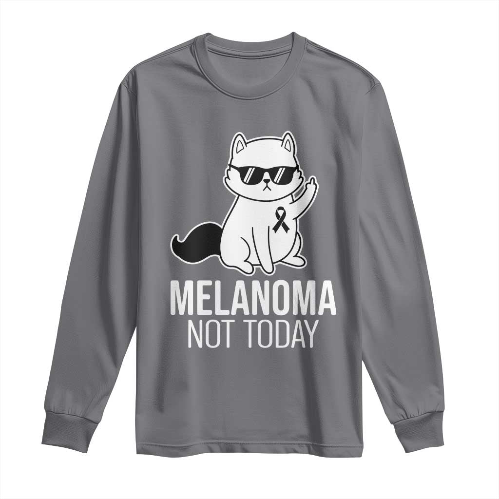 Melanoma Fighter Cat Long Sleeve Shirt Not Today Skin Cancer Awareness TS12 Charcoal Print Your Wear