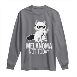 Melanoma Fighter Cat Long Sleeve Shirt Not Today Skin Cancer Awareness TS12 Charcoal Print Your Wear