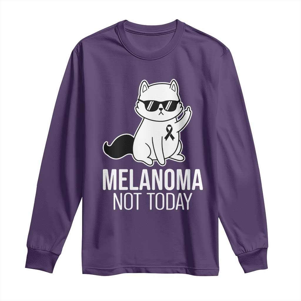 Melanoma Fighter Cat Long Sleeve Shirt Not Today Skin Cancer Awareness TS12 Purple Print Your Wear
