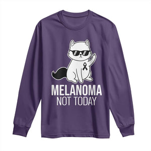 Melanoma Fighter Cat Long Sleeve Shirt Not Today Skin Cancer Awareness TS12 Purple Print Your Wear