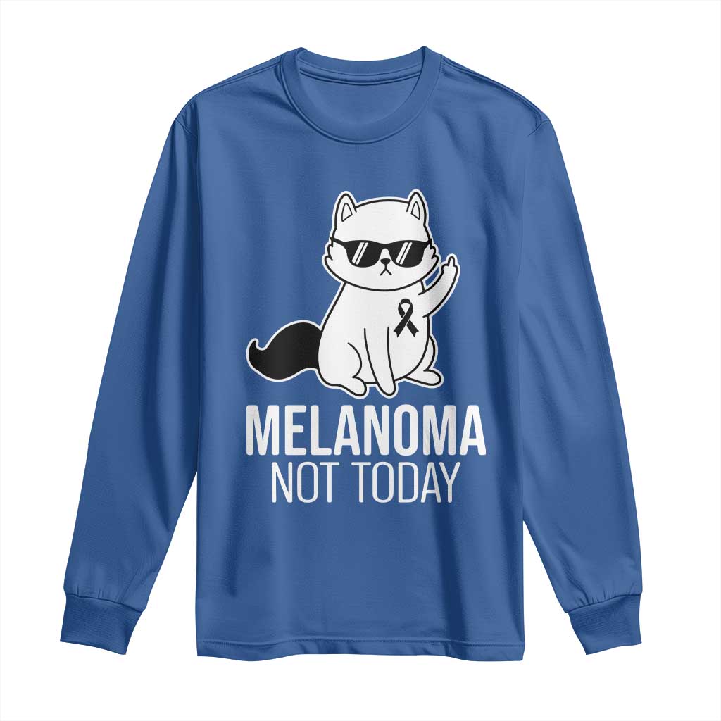 Melanoma Fighter Cat Long Sleeve Shirt Not Today Skin Cancer Awareness TS12 Royal Blue Print Your Wear