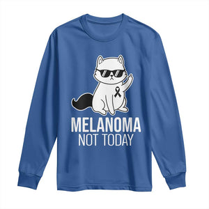 Melanoma Fighter Cat Long Sleeve Shirt Not Today Skin Cancer Awareness TS12 Royal Blue Print Your Wear