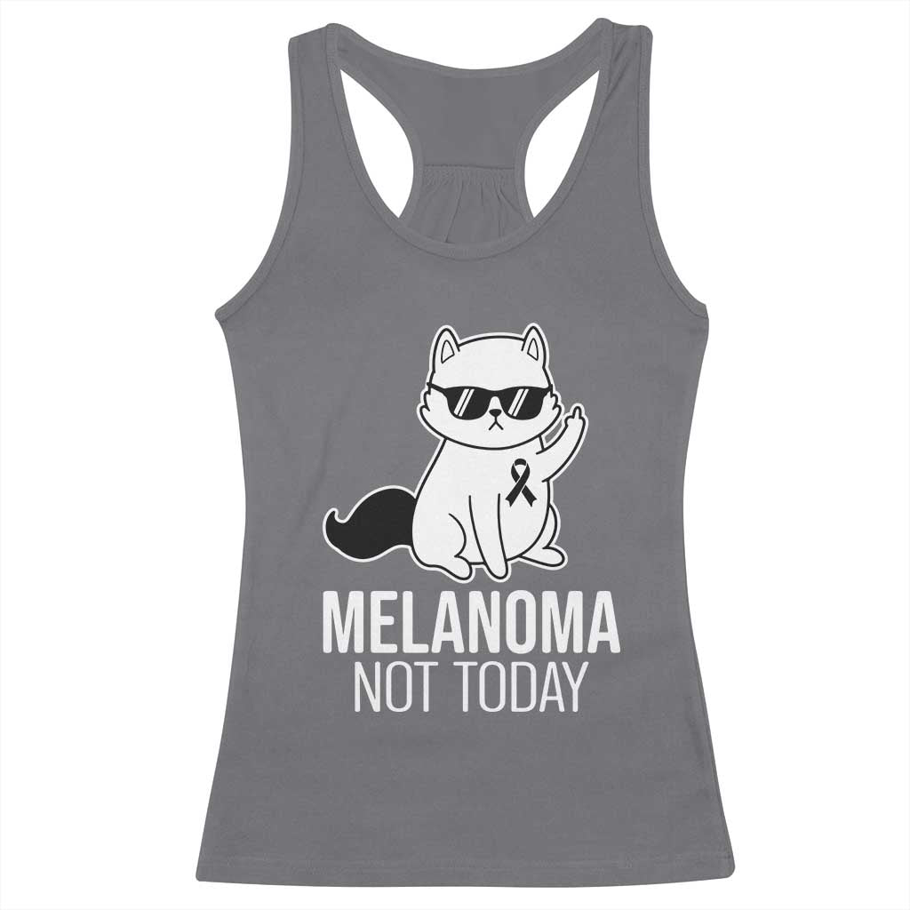 Melanoma Fighter Cat Racerback Tank Top Not Today Skin Cancer Awareness TS12 Charcoal Print Your Wear