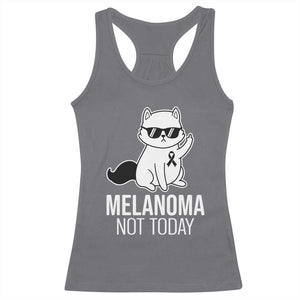 Melanoma Fighter Cat Racerback Tank Top Not Today Skin Cancer Awareness TS12 Charcoal Print Your Wear
