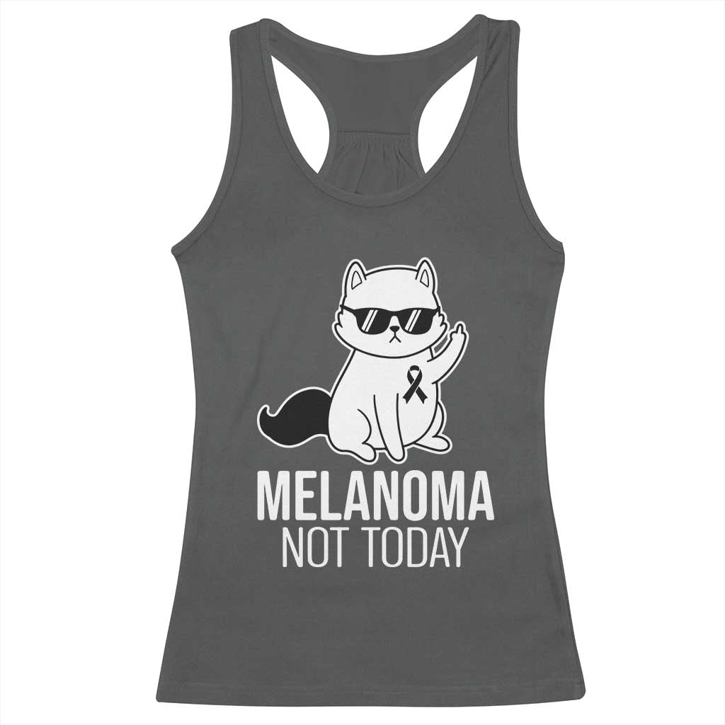 Melanoma Fighter Cat Racerback Tank Top Not Today Skin Cancer Awareness TS12 Dark Heather Print Your Wear