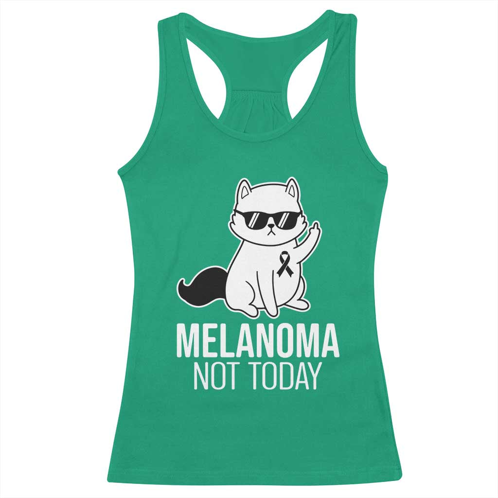 Melanoma Fighter Cat Racerback Tank Top Not Today Skin Cancer Awareness TS12 Irish Green Print Your Wear