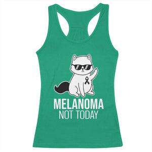 Melanoma Fighter Cat Racerback Tank Top Not Today Skin Cancer Awareness TS12 Irish Green Print Your Wear