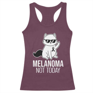 Melanoma Fighter Cat Racerback Tank Top Not Today Skin Cancer Awareness TS12 Maroon Print Your Wear