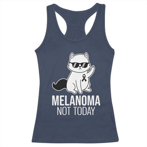 Melanoma Fighter Cat Racerback Tank Top Not Today Skin Cancer Awareness TS12 Navy Print Your Wear