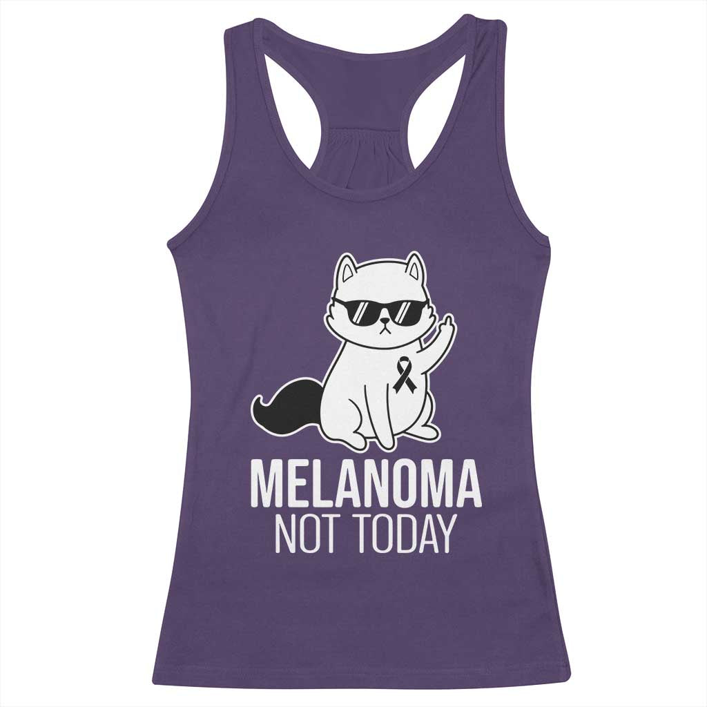 Melanoma Fighter Cat Racerback Tank Top Not Today Skin Cancer Awareness TS12 Purple Print Your Wear