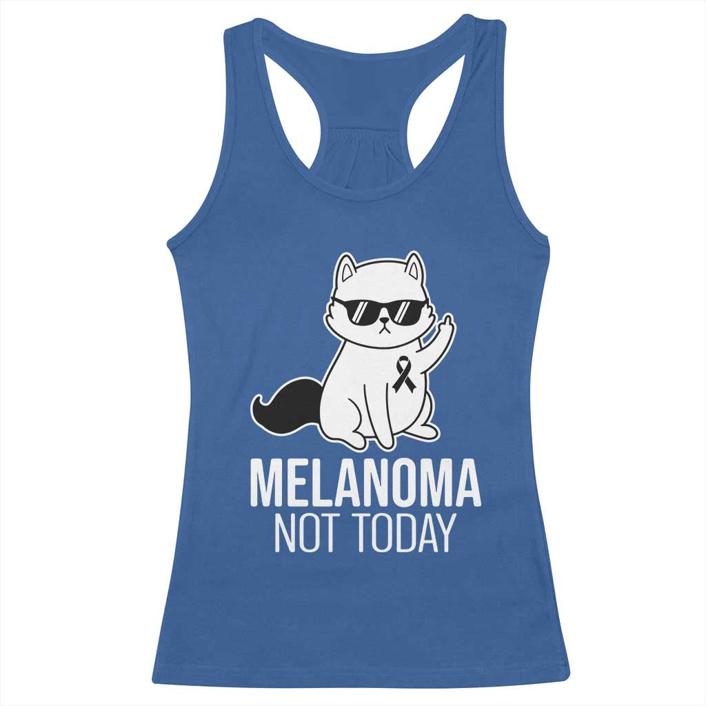Melanoma Fighter Cat Racerback Tank Top Not Today Skin Cancer Awareness TS12 Royal Blue Print Your Wear