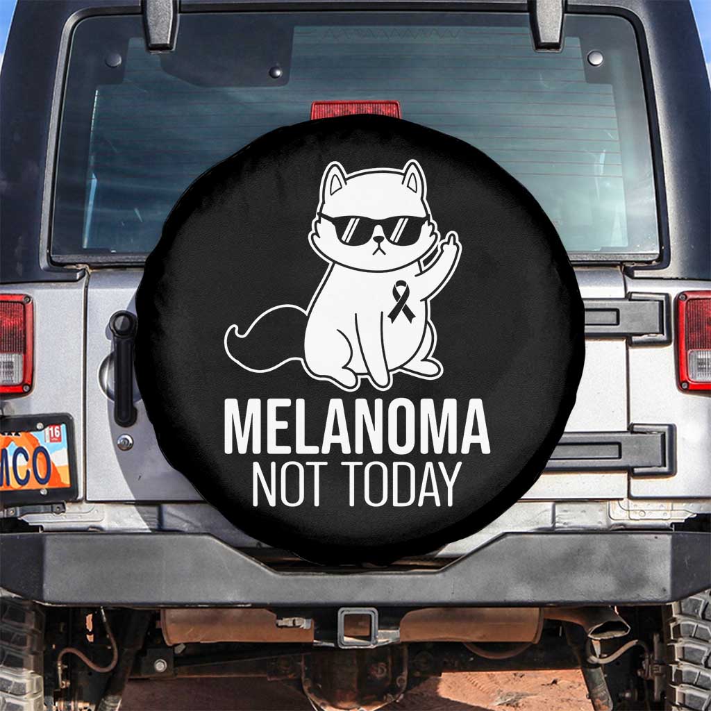 Melanoma Fighter Cat Spare Tire Cover Not Today Skin Cancer Awareness TS12 No hole Black Print Your Wear