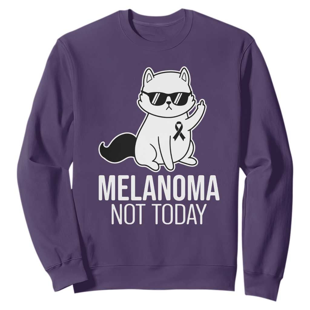 Melanoma Fighter Cat Sweatshirt Not Today Skin Cancer Awareness TS12 Purple Print Your Wear