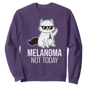 Melanoma Fighter Cat Sweatshirt Not Today Skin Cancer Awareness TS12 Purple Print Your Wear