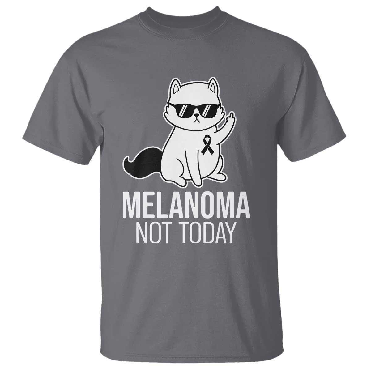 Melanoma Fighter Cat T Shirt Not Today Skin Cancer Awareness TS12 Charcoal Print Your Wear