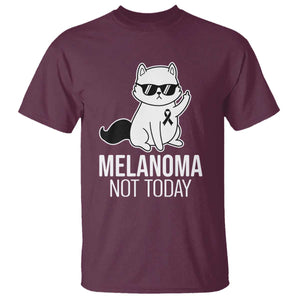 Melanoma Fighter Cat T Shirt Not Today Skin Cancer Awareness TS12 Maroon Print Your Wear