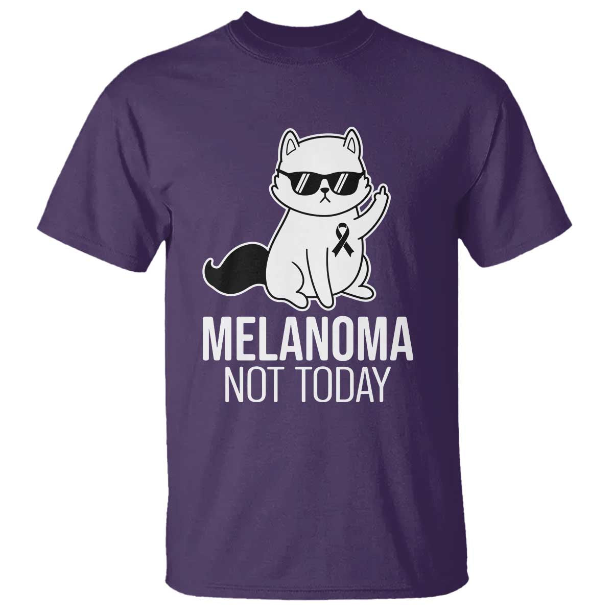 Melanoma Fighter Cat T Shirt Not Today Skin Cancer Awareness TS12 Purple Print Your Wear
