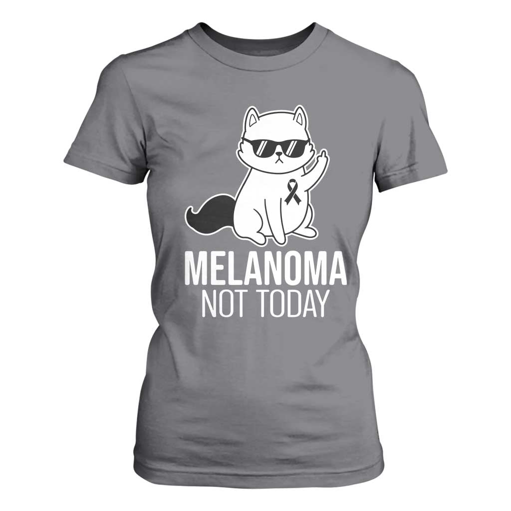 Melanoma Fighter Cat T Shirt For Women Not Today Skin Cancer Awareness TS12 Charcoal Print Your Wear