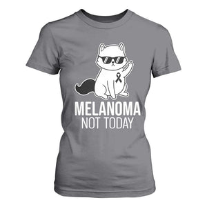 Melanoma Fighter Cat T Shirt For Women Not Today Skin Cancer Awareness TS12 Charcoal Print Your Wear