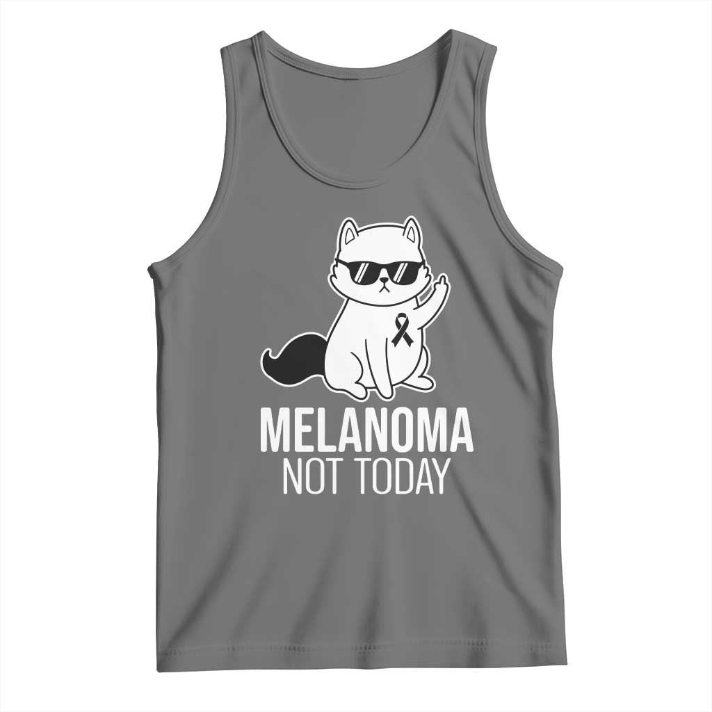 Melanoma Fighter Cat Tank Top Not Today Skin Cancer Awareness TS12 Black Heather Print Your Wear