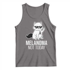 Melanoma Fighter Cat Tank Top Not Today Skin Cancer Awareness TS12 Deep Heather Print Your Wear