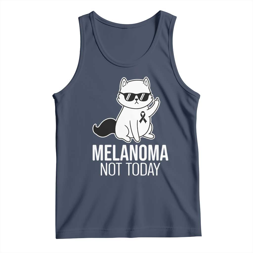 Melanoma Fighter Cat Tank Top Not Today Skin Cancer Awareness TS12 Navy Print Your Wear