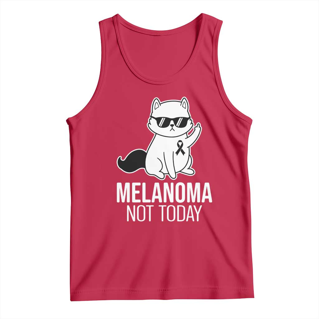 Melanoma Fighter Cat Tank Top Not Today Skin Cancer Awareness TS12 Red Print Your Wear