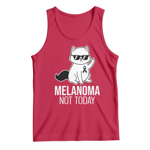 Melanoma Fighter Cat Tank Top Not Today Skin Cancer Awareness TS12 Red Print Your Wear