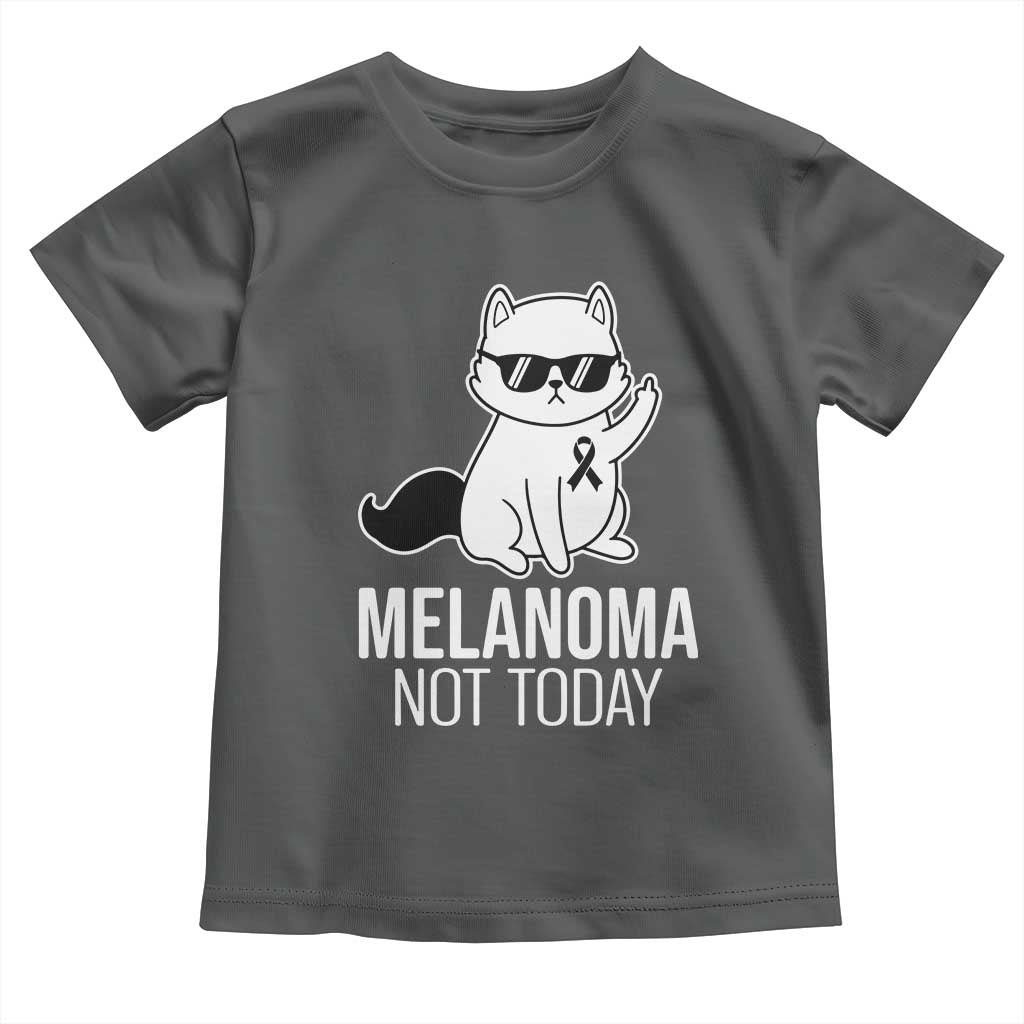 Melanoma Fighter Cat Toddler T Shirt Not Today Skin Cancer Awareness TS12 Dark Heather Print Your Wear