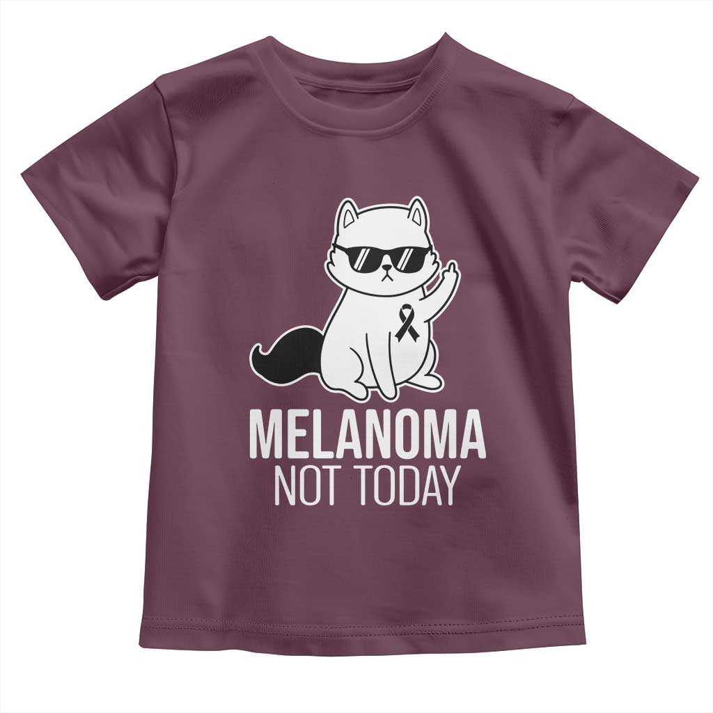 Melanoma Fighter Cat Toddler T Shirt Not Today Skin Cancer Awareness TS12 Maroon Print Your Wear