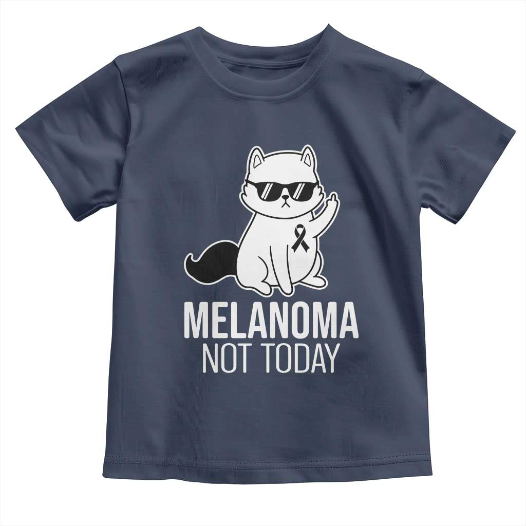 Melanoma Fighter Cat Toddler T Shirt Not Today Skin Cancer Awareness TS12 Navy Print Your Wear