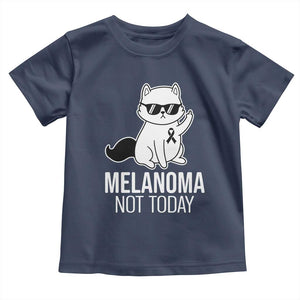 Melanoma Fighter Cat Toddler T Shirt Not Today Skin Cancer Awareness TS12 Navy Print Your Wear