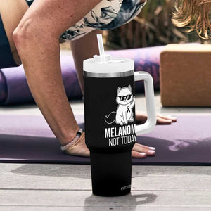 Melanoma Fighter Cat Tumbler With Handle Not Today Skin Cancer Awareness TS12 Print Your Wear