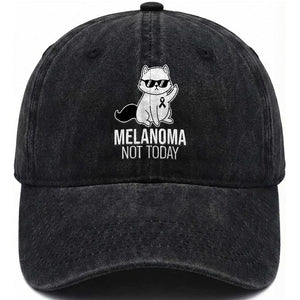 Melanoma Fighter Cat Washed Cotton Baseball Cap Not Today Skin Cancer Awareness TS12 Print Your Wear