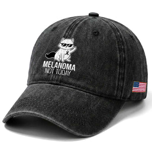 Melanoma Fighter Cat Washed Cotton Baseball Cap Not Today Skin Cancer Awareness TS12 Print Your Wear