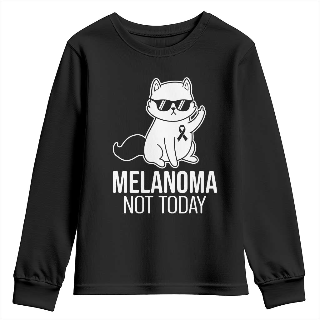 Melanoma Fighter Cat Youth Sweatshirt Not Today Skin Cancer Awareness TS12 Black Print Your Wear