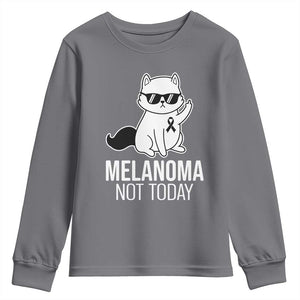 Melanoma Fighter Cat Youth Sweatshirt Not Today Skin Cancer Awareness TS12 Charcoal Print Your Wear