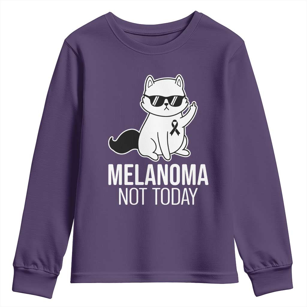 Melanoma Fighter Cat Youth Sweatshirt Not Today Skin Cancer Awareness TS12 Purple Print Your Wear