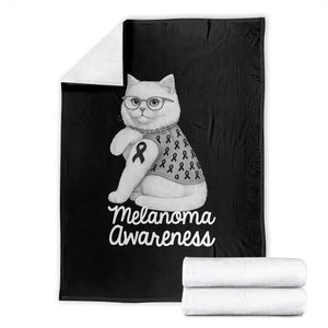 British Shorthair Skin Cancer Awareness Throw Blanket Melanoma Fighter Cat Gift TS12 Black Print Your Wear