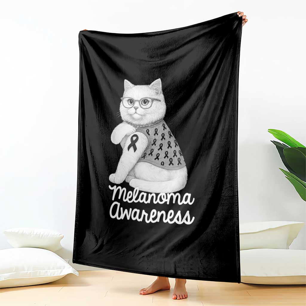 British Shorthair Skin Cancer Awareness Throw Blanket Melanoma Fighter Cat Gift TS12 Print Your Wear