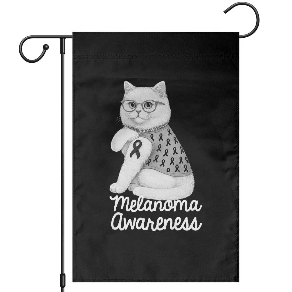British Shorthair Skin Cancer Awareness Garden Flag Melanoma Fighter Cat Gift TS12 Black Print Your Wear