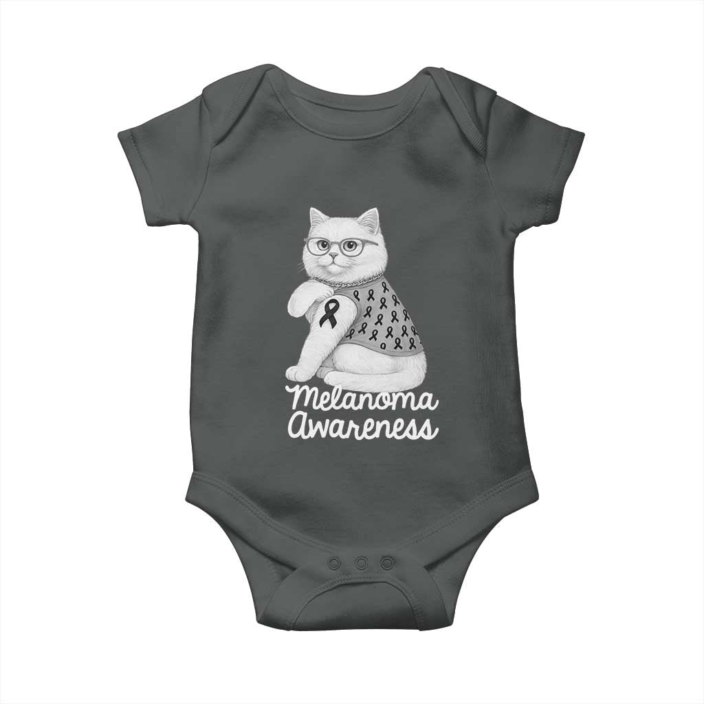 British Shorthair Skin Cancer Awareness Baby Onesie Melanoma Fighter Cat Gift TS12 Dark Heather Print Your Wear