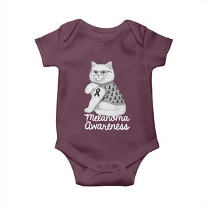 British Shorthair Skin Cancer Awareness Baby Onesie Melanoma Fighter Cat Gift TS12 Maroon Print Your Wear