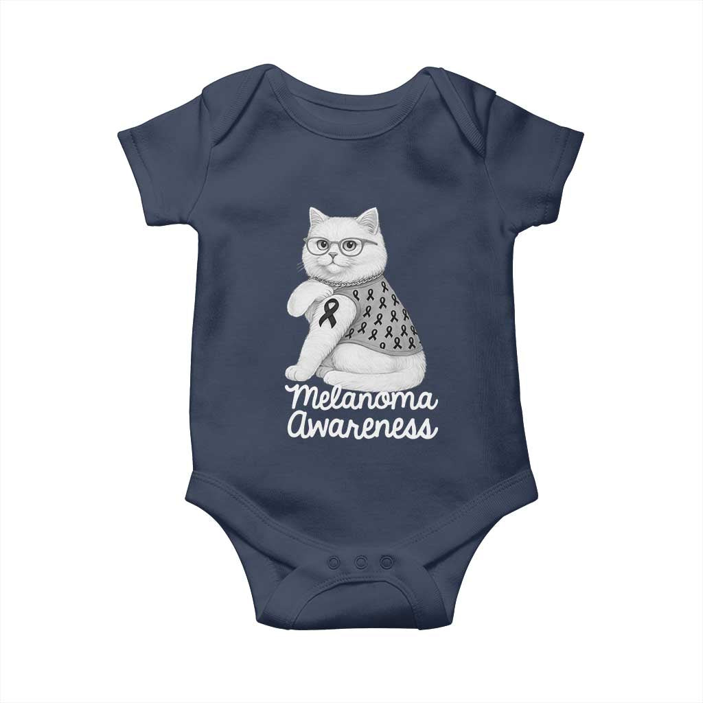 British Shorthair Skin Cancer Awareness Baby Onesie Melanoma Fighter Cat Gift TS12 Navy Print Your Wear