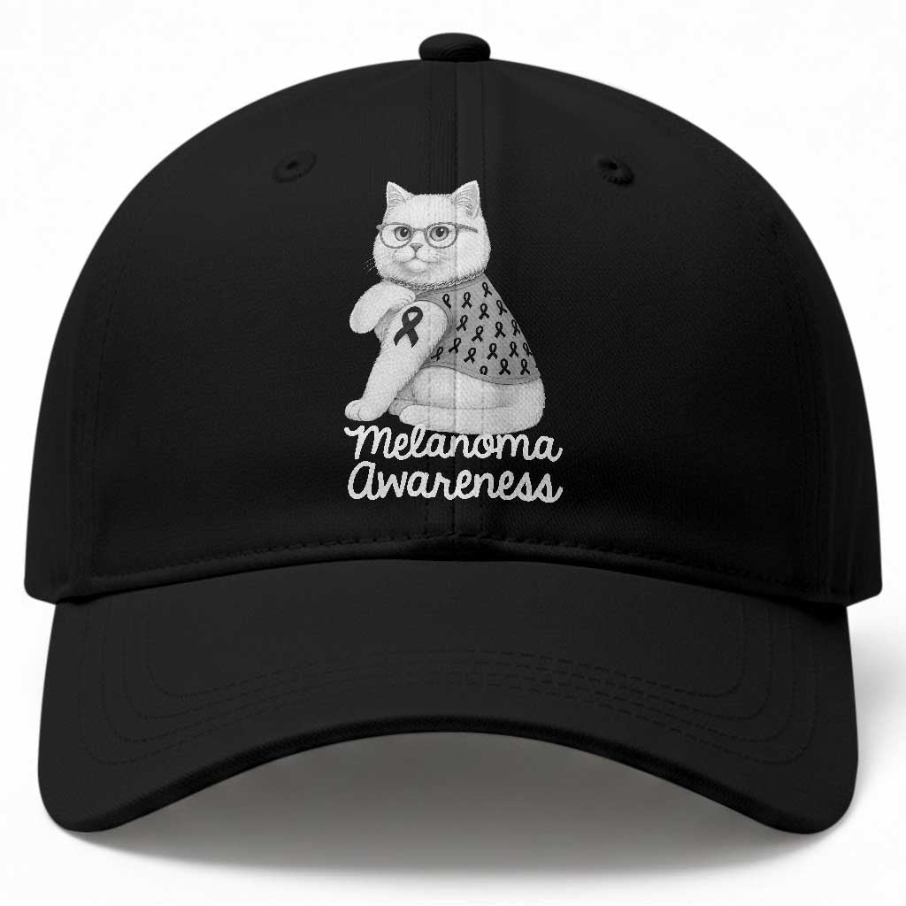 British Shorthair Skin Cancer Awareness Baseball Cap Melanoma Fighter Cat Gift TS12 Print Your Wear