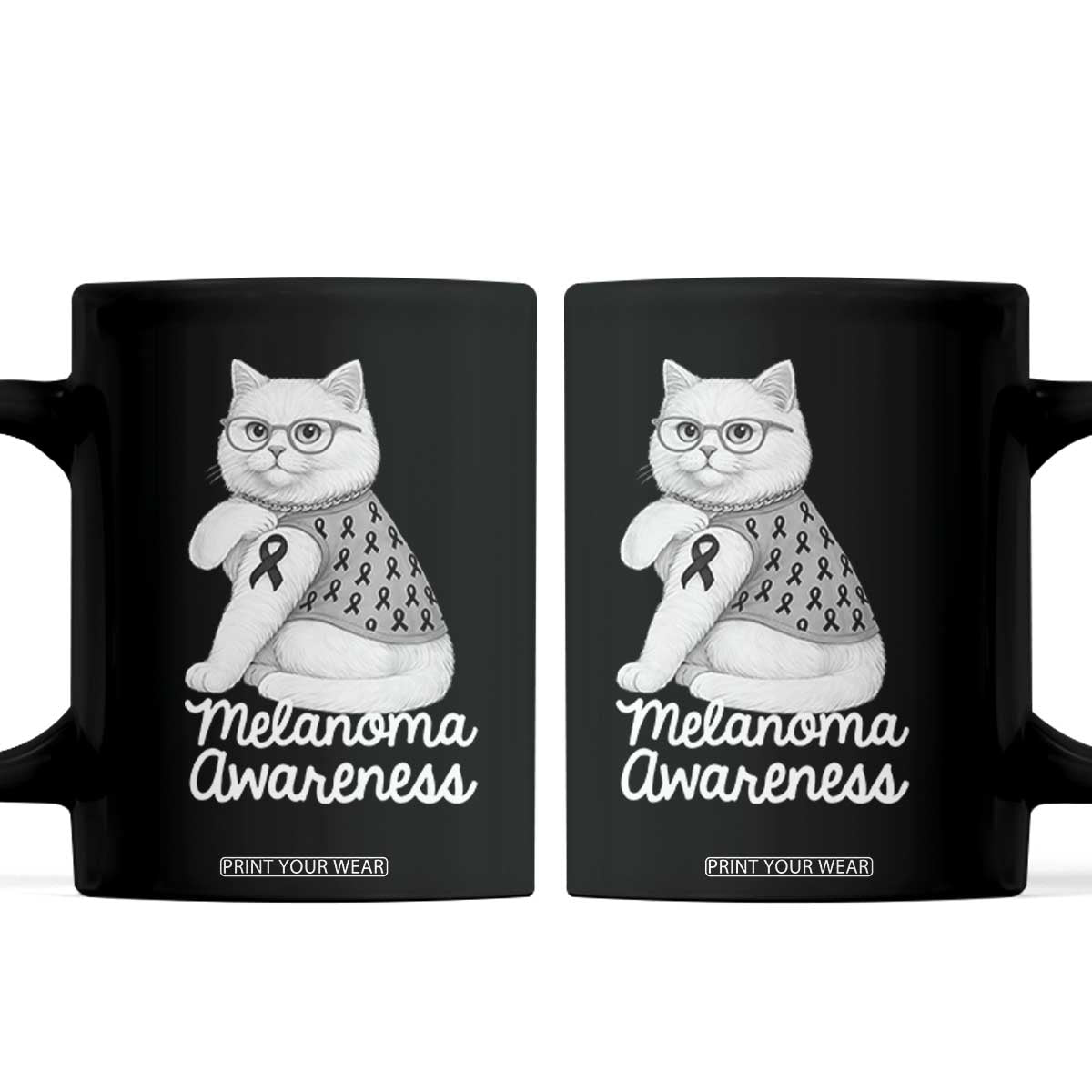 British Shorthair Skin Cancer Awareness Coffee Mug Melanoma Fighter Cat Gift TS12 Black Print Your Wear